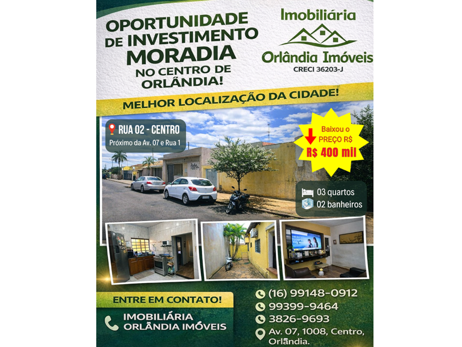 Venda Casa No Centro Orlândia-SP